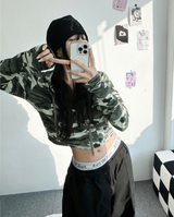 クロップミリタリーフーディ💚🖤