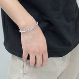  White leather chain layered bracelet