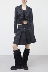 Puena Stud Damage Pleated Skirt