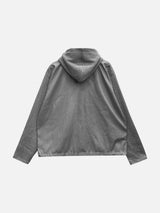 Slit CP color block hooded zip-up 3C