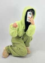 (LOWEST PRICE!/HOT DEAL♥) フリースシェルパフーディージップアップバンディングセミクロップドフーディー - 3 COLOR