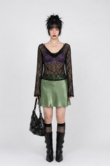 COWL-NECK LACE TOP (BLACK)