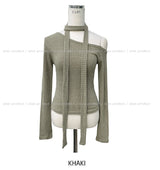 Linna Unbalanced Shoulder Scarf Long Sleeve