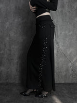 shining studded knit long skirt