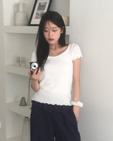 Delk Lace punching Puff Short Sleeve T-Shirt