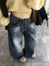 Plum Folding Wide Denim Pants (2c)