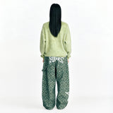 So What Hairy Knit Sweater Light Green