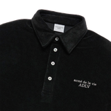 25SS TERRY LOGO EMBO SHORT SLEEVE COLLAR T-SHIRT BLACK