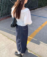 ノンフェードスリットデニムスカート