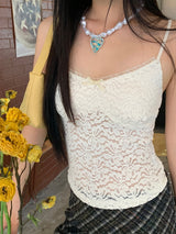 French Design Lace Sleeveless T-shirt