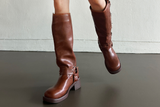 FAUX-LEATHER FEMININE POINT DAILY SIDE-BUCKLE 5CM PLATFORM HEELS - 2 COLOR