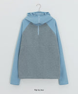 Chiffonne Brushed Hood Half Zip-Up Fleece Sweatshirt