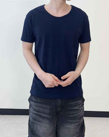 スリムフィットリブ UネックショートスリーブTシャツ