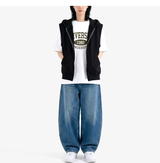 Crop Hooded Zip-up Vest Black