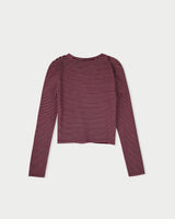 Stripe button t-shirt_wine