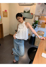 ドットシャインホルターノースリーブブラウス