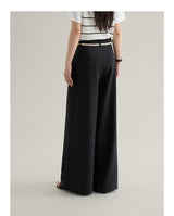 High-waisted straight wide slacks