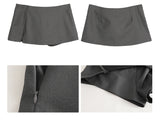 Gray Slimming Mini Pants Skirt