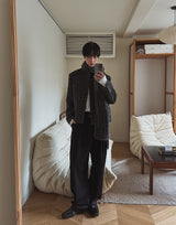 グリデイン ベルト ピンタック ウール スラックス