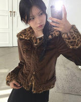 Rotel Leopard Fur Corduroy Jacket