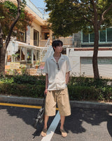 フォーマルヘリンボーンバミューダデニムパンツ