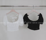 Puff Square Off-Shoulder Cropped Blouse