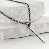 ss-elipse chain レタリングラインバーネックレス_black silver