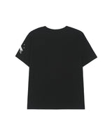 ヴィンテージクラックドタイポグラフィーレギュラーフィットTシャツ - ブラック
