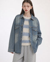 (UNISEX) スクラッチ デニム シャツ ジャケット