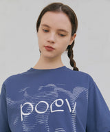 Flower Letter Oversized T-Shirt - Navy