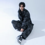tie-dye wide cargo pants_black
