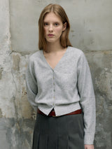 V NECK BOKASHI CARDIGAN LIGHT GRAY