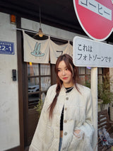 Tassel tweed loose fit no-collar jacket