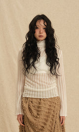 See-through turtleneck T-shirts Ivory (Ver. SS)