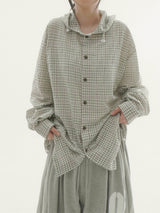 By hood check shirt -3C