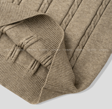 All-Day Cable Pattern Two-Button Collar Knit