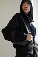 Wool zipup jumper, Black