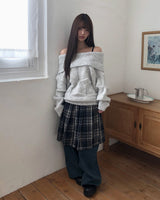 ボダパンチングオフショルダーウールニット