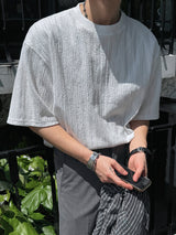 ASCLO ジャカード クロップ半袖 Tシャツ(3color)
