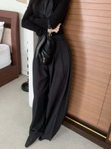 Grace Two-Tuck Button Wide Long Slacks