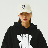 [UNISEX] Bear Black Heart Embroidered Ball Cap