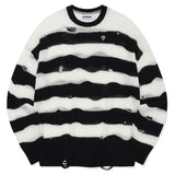 ピックワッペンダメージストライプニット [WHITE]