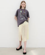 Floral Lace Layered Skirt - Lemon
