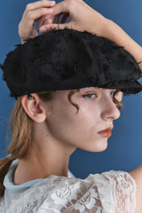 MARGOT HAT IN BLACK FLOWER FRINGE