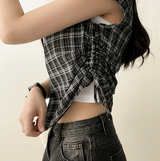 Motsu Check Side String Short Sleeve Shirt