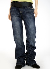 back rivet boots cut denim pants