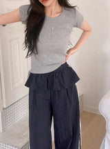 #ST Frill Layered Banding Track Pants (2color)