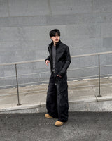 Kale Panel High-Neck Leather Jacket