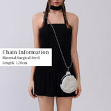 Fluffy Tambourine Chain Bag - Grey Leopard