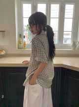 [unisex] Soche Cozy Check Loose Fit Short Sleeve Shirt